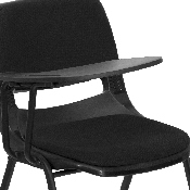 Black Padded Ergonomic Shell Chair with Right Handed Flip-Up Tablet Arm, RUT-EO1-01-PAD-RTAB-GG