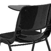 Black Padded Ergonomic Shell Chair with Right Handed Flip-Up Tablet Arm, RUT-EO1-01-PAD-RTAB-GG