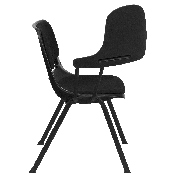 Black Padded Ergonomic Shell Chair with Right Handed Flip-Up Tablet Arm, RUT-EO1-01-PAD-RTAB-GG