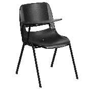 Black Ergonomic Shell Chair with Right Handed Flip-Up Tablet Arm, RUT-EO1-BK-RTAB-GG