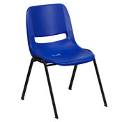 HERCULES Series 880 lb. Capacity Blue Ergonomic Shell Stack Chair with Black Frame, RUT-EO1-BL-GG