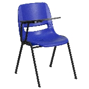Blue Ergonomic Shell Chair with Right Handed Flip-Up Tablet Arm, RUT-EO1-BL-RTAB-GG