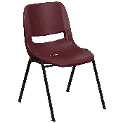 HERCULES Series 880 lb. Capacity Burgundy Ergonomic Shell Stack Chair with Black Frame, RUT-EO1-BY-GG