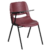Burgundy Ergonomic Shell Chair with Right Handed Flip-Up Tablet Arm, RUT-EO1-BY-RTAB-GG