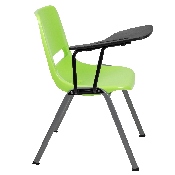 Green Ergonomic Shell Chair with Right Handed Flip-Up Tablet Arm, RUT-EO1-GN-RTAB-GG