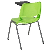 Green Ergonomic Shell Chair with Right Handed Flip-Up Tablet Arm, RUT-EO1-GN-RTAB-GG