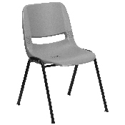 HERCULES Series 880 lb. Capacity Gray Ergonomic Shell Stack Chair with Black Frame, RUT-EO1-GY-GG