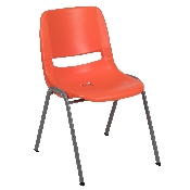 HERCULES Series 880 lb. Capacity Orange Ergonomic Shell Stack Chair with Gray Frame, RUT-EO1-OR-GG