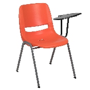 Orange Ergonomic Shell Chair with Left Handed Flip-Up Tablet Arm, RUT-EO1-OR-LTAB-GG