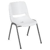HERCULES Series 880 lb. Capacity White Ergonomic Shell Stack Chair with Gray Frame, RUT-EO1-WH-GG