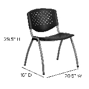 HERCULES Series 880 lb. Capacity Black Plastic Stack Chair with Titanium Gray Powder Coated Frame, RUT-F01A-BK-GG