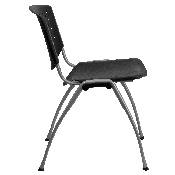 HERCULES Series 880 lb. Capacity Black Plastic Stack Chair with Titanium Gray Powder Coated Frame, RUT-F01A-BK-GG