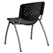 HERCULES Series 880 lb. Capacity Black Plastic Stack Chair with Titanium Gray Powder Coated Frame, RUT-F01A-BK-GG