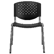 HERCULES Series 880 lb. Capacity Black Plastic Stack Chair with Titanium Gray Powder Coated Frame, RUT-F01A-BK-GG
