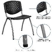 HERCULES Series 880 lb. Capacity Black Plastic Stack Chair with Titanium Gray Powder Coated Frame, RUT-F01A-BK-GG