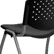 HERCULES Series 880 lb. Capacity Black Plastic Stack Chair with Titanium Gray Powder Coated Frame, RUT-F01A-BK-GG