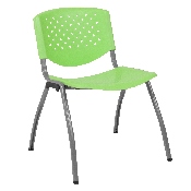 HERCULES Series 880 lb. Capacity Green Plastic Stack Chair with Titanium Gray Powder Coated Frame, RUT-F01A-GN-GG