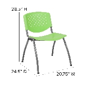 HERCULES Series 880 lb. Capacity Green Plastic Stack Chair with Titanium Gray Powder Coated Frame, RUT-F01A-GN-GG