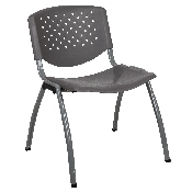 HERCULES Series 880 lb. Capacity Gray Plastic Stack Chair with Titanium Gray Powder Coated Frame, RUT-F01A-GY-GG