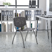 HERCULES Series 880 lb. Capacity Gray Plastic Stack Chair with Titanium Gray Powder Coated Frame, RUT-F01A-GY-GG
