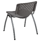 HERCULES Series 880 lb. Capacity Gray Plastic Stack Chair with Titanium Gray Powder Coated Frame, RUT-F01A-GY-GG