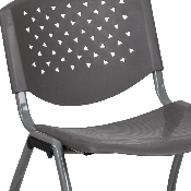 HERCULES Series 880 lb. Capacity Gray Plastic Stack Chair with Titanium Gray Powder Coated Frame, RUT-F01A-GY-GG