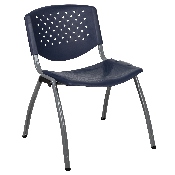 HERCULES Series 880 lb. Capacity Navy Plastic Stack Chair with Titanium Gray Powder Coated Frame, RUT-F01A-NY-GG