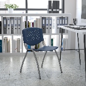 HERCULES Series 880 lb. Capacity Navy Plastic Stack Chair with Titanium Gray Powder Coated Frame, RUT-F01A-NY-GG