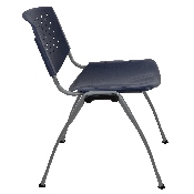 HERCULES Series 880 lb. Capacity Navy Plastic Stack Chair with Titanium Gray Powder Coated Frame, RUT-F01A-NY-GG