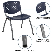 HERCULES Series 880 lb. Capacity Navy Plastic Stack Chair with Titanium Gray Powder Coated Frame, RUT-F01A-NY-GG