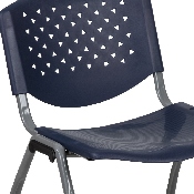 HERCULES Series 880 lb. Capacity Navy Plastic Stack Chair with Titanium Gray Powder Coated Frame, RUT-F01A-NY-GG