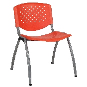 HERCULES Series 880 lb. Capacity Orange Plastic Stack Chair with Titanium Gray Powder Coated Frame, RUT-F01A-OR-GG