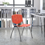 HERCULES Series 880 lb. Capacity Orange Plastic Stack Chair with Titanium Gray Powder Coated Frame, RUT-F01A-OR-GG