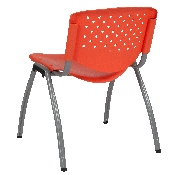 HERCULES Series 880 lb. Capacity Orange Plastic Stack Chair with Titanium Gray Powder Coated Frame, RUT-F01A-OR-GG
