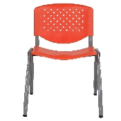 HERCULES Series 880 lb. Capacity Orange Plastic Stack Chair with Titanium Gray Powder Coated Frame, RUT-F01A-OR-GG
