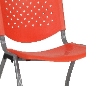 HERCULES Series 880 lb. Capacity Orange Plastic Stack Chair with Titanium Gray Powder Coated Frame, RUT-F01A-OR-GG