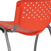 HERCULES Series 880 lb. Capacity Orange Plastic Stack Chair with Titanium Gray Powder Coated Frame, RUT-F01A-OR-GG
