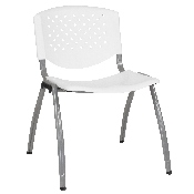 HERCULES Series 880 lb. Capacity White Plastic Stack Chair with Titanium Gray Powder Coated Frame, RUT-F01A-WH-GG