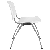 HERCULES Series 880 lb. Capacity White Plastic Stack Chair with Titanium Gray Powder Coated Frame, RUT-F01A-WH-GG
