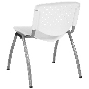 HERCULES Series 880 lb. Capacity White Plastic Stack Chair with Titanium Gray Powder Coated Frame, RUT-F01A-WH-GG