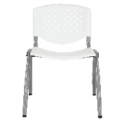 HERCULES Series 880 lb. Capacity White Plastic Stack Chair with Titanium Gray Powder Coated Frame, RUT-F01A-WH-GG