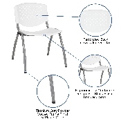 HERCULES Series 880 lb. Capacity White Plastic Stack Chair with Titanium Gray Powder Coated Frame, RUT-F01A-WH-GG