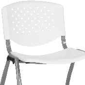HERCULES Series 880 lb. Capacity White Plastic Stack Chair with Titanium Gray Powder Coated Frame, RUT-F01A-WH-GG