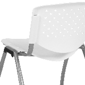 HERCULES Series 880 lb. Capacity White Plastic Stack Chair with Titanium Gray Powder Coated Frame, RUT-F01A-WH-GG