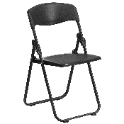 HERCULES Series 500 lb. Capacity Heavy Duty Black Plastic Folding Chair with Built-in Ganging Brackets, RUT-I-BLACK-GG