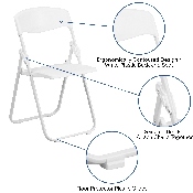 HERCULES Series 500 lb. Capacity Heavy Duty White Plastic Folding Chair with Built-in Ganging Brackets, RUT-I-WHITE-GG