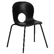 HERCULES Series 770 lb. Capacity Designer Black Plastic Stack Chair with Black Frame, RUT-NC258-BK-GG