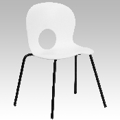 HERCULES Series 770 lb. Capacity Designer White Plastic Stack Chair with Black Frame, RUT-NC258-WHITE-GG