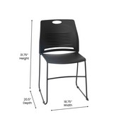 HERCULES Series Commercial Grade 660 lb. Capacity Black Plastic Stack Chair with Black Powder Coated Sled Base Frame and Integrated Carrying Handle, RUT-NC499A-BK-GG