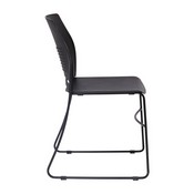 HERCULES Series Commercial Grade 660 lb. Capacity Black Plastic Stack Chair with Black Powder Coated Sled Base Frame and Integrated Carrying Handle, RUT-NC499A-BK-GG